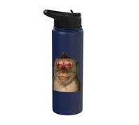 Funny Monkey Meme Humor Curious Ape Brainrot Gift Tee Y2K Stainless Steel Insulated Water Bottle
