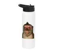 Funny Monkey Meme Humor Curious Ape Brainrot Gift Tee Y2K Stainless Steel Insulated Water Bottle