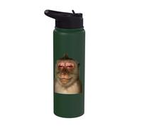 Funny Monkey Meme Humor Curious Ape Brainrot Gift Tee Y2K Stainless Steel Insulated Water Bottle