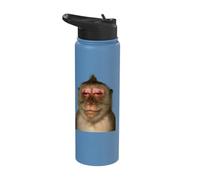 Funny Monkey Meme Humor Curious Ape Brainrot Gift Tee Y2K Stainless Steel Insulated Water Bottle
