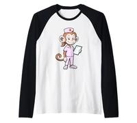 Funny Monkey Nurse Medical Jobs Raglan Baseball Tee