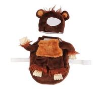 Funny Monkey Pet Holiday Costume, Pet Cosplay Clothes, Soft Breathable Plush Dog Cat Outfit with Cute Headgear, Adjustable Strap for Indoor Outdoor Holiday Parties Photoshoots (S)