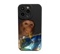 Funny Monkey Phone Case - All-Inclusived Monkey Drinking Capri Sun Phone Cases Compatible for iPhone 16/15/14/13/12/11 Promax MINI (12MINI,Black)
