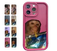 Funny Monkey Phone Cases for iPhone, Trendy Monkey Phone Cases Compatible, All-inclusived Shockproof TPU Clear Protective Cover for iPhone 16/15/14/13/12/11 ProMax (15,L)
