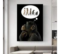 Funny Monkey Picture On Canvas Painting Thinking Gorilla Human Evolution Wall Art Posters And Prints For Living Room Home Decor 20x30cm Frameless