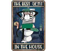 Funny Monkey Signs Bathroom Decoration Metal Signthe Best Seat In The Houserestroom Decor And Accessories Wall Decor Gift For Women Men 8x12 Inch