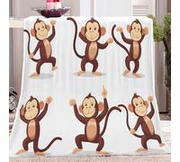 Funny Monkey Throw Blanket Monkey Microfiber Fleece Blanket Warm Soft Double Plush Throw Blankets for Sofa Couch Bed Sofa Chair, Flannel Blankets 150 x 200 cm for Teens Adults L874