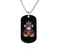 Funny Monkey UK Flag Memory Necklace Jewelry Hip Hop Chain Pendant Statement Necklaces for Men Women 23.6in（60cm）