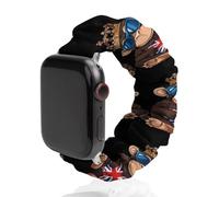 Funny Monkey UK Flag Soft Elastic Scrunchie Watch Strap Compatible with IWatch Series 6 5 4 3 2 1 Printed Wristbands Bands