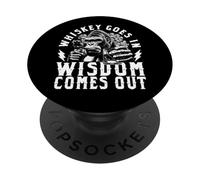 Funny Monkey Whiskey Goes In Wisdom Out Day Drinking Party PopSockets Adhesive PopGrip