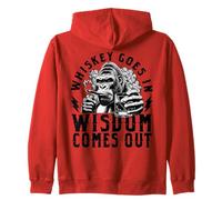 Funny Monkey Whiskey Goes In Wisdom Out Day Drinking Party Zip Hoodie