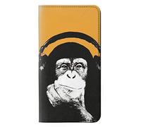 Funny Monkey with Headphone Pop Music PU Leather Flip Case Cover For LG G7 ThinQ