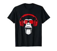 Funny Monkey with Headset - Funny Music Turkey T-Shirt