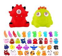 Funny Monster Pinch Toy Stress Relief Toys,2pc Monsters Red Green Popping Worm Stress Toy,Fidget Toys Squishy Squeeze Toy with Pop Out Eyes for Kids Adults Autistic Birthday Gift,Xmas Stocking Fillers