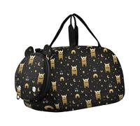 Funny monsters Black and Gold Girl's Gym Duffel Bag with Shoes Compartment Multifunctional Weekender Overnight Bags for Travel, Sports, Duffel, Weekender bolsas de viaje