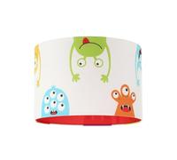 Funny Monsters Children's Cotton Fabric Lamp Shade with Red Inner Lining and Multi Coloured Monsters | 30cm x 20cm by Happy Homewares