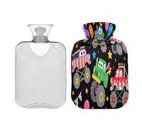 Funny Monsters Truck Flag Colorful Cute hot Water Bottle with Soft Cover 2L hot Compress for Arthritis Hot and Cold Therapies Bolsa para cólicos menstruales