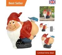 Funny Mooning Gnome Sculpture - UV Resistant and Hand-Cast for Durability