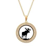Funny Moose Full Moon Personalized Picture Necklace Photo Pendant Custom Memorial Jewelry for Women