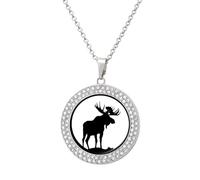 Funny Moose Full Moon Personalized Picture Necklace Photo Pendant Custom Memorial Jewelry for Women