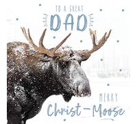Funny Moose Great Dad Merry Christ-Moose Christmas Card