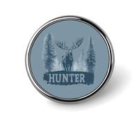 Funny Moose Hunter Round Brooch Pin Lapel Pins Tie Suit Dress Accessories Wedding Birthday Gifts for Men Women