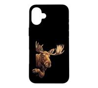 Funny Moose Peeking From Side Wildlife Animal Case for iPhone 16 Plus