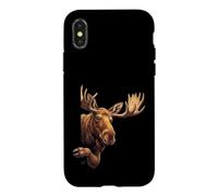 Funny Moose Peeking From Side Wildlife Animal Case for iPhone X/XS