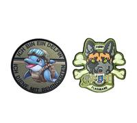 Funny Morale Patch Hook and Loop - Dolphin & Dog Tactical Patches, Embroidered Appliqué for Backpacks, Dog Harness, Hats, Jackets & Vests - 2 Pieces Military Gear Decorations
