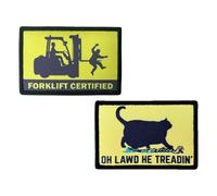 Funny Morale Patches - Embroidered Tactical Patch with Hook and Loop Backing, Humorous Military Appliques for Backpacks, Jackets, Hats, Dog Harness & Vests (Forklift Certified/Oh Lawd He Treadin)