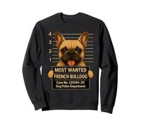Funny Most Wanted French Bulldog Mugshot for Dog Lovers Sweatshirt