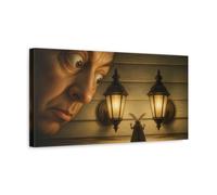 Funny Moth Between Lights Canvas Print - Living Room, Above Couch 20×10 inch (50×25 cm) - Horizontal / 1.25 inch (3 cm)