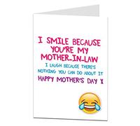 Funny Mother In Law Mothers Day Card Blank Inside For Your Own Personal Message I Smile Because You're My Mother-In-Law