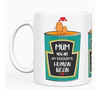 Funny Mother’s Day Mug UK, Human Bean Design, Ceramic Coffee Cup with Humorous Message - Unique Gift for Mum, Cute Bean Tin Illustration, Punny Saying, Best Mum Gift Idea, Mother’s Day Present