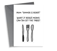 Funny Mother's Day Card - Come for Tea - Set the Table