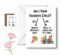 Funny Mother's Day Card, Funny Mother’s Day Card with Blank Inside and Envelope, Mother's Day-Am I Your Favourite Child? Favorite Child Gag Gift, 4x6 Blank Folded Cardstock, Mom Card (White,4x6in)