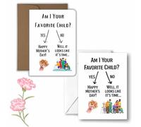 Funny Mother's Day Card, Funny Mother’s Day Card with Blank Inside and Envelope, Mother's Day-Am I Your Favourite Child? Favorite Child Gag Gift, 4x6 Blank Folded Cardstock, Mom Card (5x7in,2pcs)