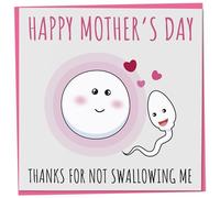Funny Mother's Day Card, Happy Mother's Day, Thanks for not Swallowing Me, Rude Mother's Day Card from Son or Daughter, Joke Mother's Day Card for Mum, Adult Theme, 148mm