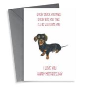 Funny Mothers Day Card - Mum - Dachshund - Every Snack You Make Every Bite You Take I'll Be Watching You
