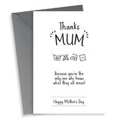 Funny Mothers Day Card - Mum - Laundry - Because You're The Only One Who Knows What They All Mean