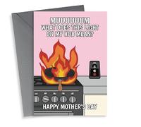 Funny Mother's Day Card - Mum What Does This Light On My Hob Mean?