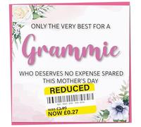 Funny Mother's Day Card, Reduced Sticker - Only The Very Best For My Grammie, Flower Design, Humorous Card from Child, Teenager or Adult Son or Daughter, Joke Gift for Grammie Idea, 148mm