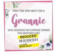 Funny Mother's Day Card, Reduced Sticker - Only The Very Best For My Grannie, Flower Design, Humorous Card from Child, Teenager or Adult Son or Daughter, Joke Gift for Grannie Idea, 148mm