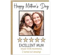 Funny Mother's Day Cards 14 Designs Upload Own Photo Mum Mummy Step Mother Bonus Mum Humorous Gift For Family 5 Star Relatable Greeting Cards For Mums (Design 11)