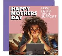 Funny Mothers Day Cards for Mum - Tech Support - Joke Happy Mother's Day Card for Mum from Son Daughter, Mother Gifts, 145mm Mother's Greeting Cards Mama Mom Mam Mammy
