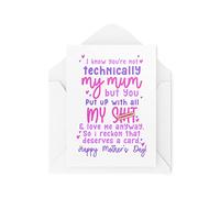 Funny Mother's Day Cards - Not Technically My Mum - Thank you Step Mum - Bonus Mum - Like a Mum - Mum Dad Partner - CBH1627