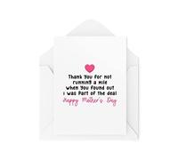 Funny Mother's Day Cards - Thank You For Not Running a Mile - Thank you Step Mum - Bonus Mum - Like a Mum - Birthday Card - CBH1625
