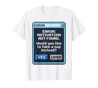 Funny Motivation Not Found Retro Pixel Error Message Nap Value Graphic T-Shirt, Men, White, S