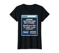 Funny Motivation Not Found Retro Pixel Error Message Nap Value Graphic T-Shirt, Women, Black, XL