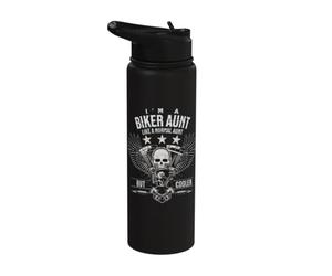 Funny Motorcycle Biker Aunt Like A Normal Aunt But Cooler Stainless Steel Insulated Water Bottle